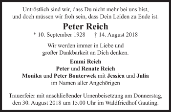 Traueranzeigen Von Peter Reich | Trauer.merkur.de