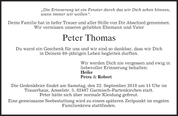 Traueranzeige von Peter Thomas von merkurtz
