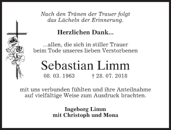 Traueranzeige von Sebastian Limm von merkurtz