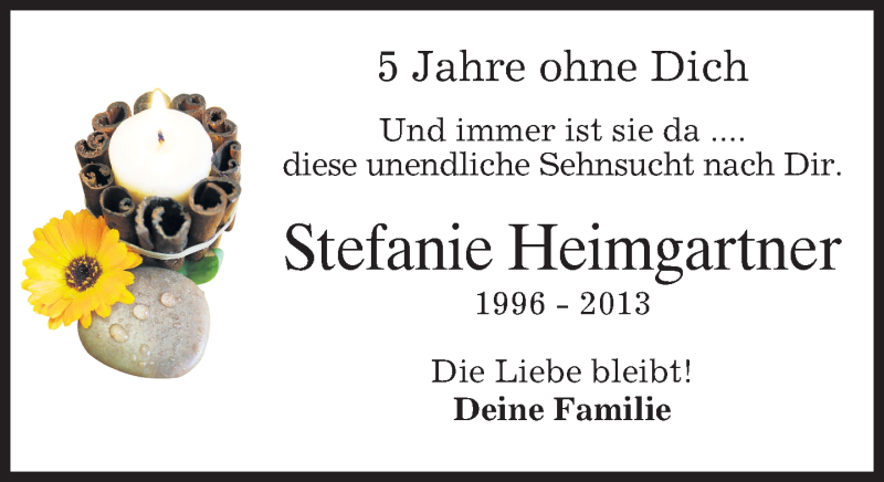  Traueranzeige für Stefanie Heimgartner vom 04.08.2018 aus merkurtz