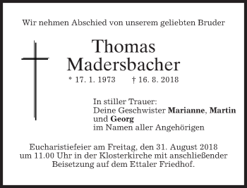 Traueranzeige von Thomas Madersbacher von merkurtz