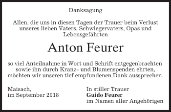 Traueranzeige von Anton Feurer