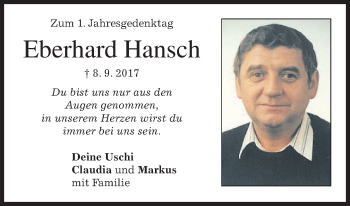 Traueranzeige von Eberhard Hansch von merkurtz
