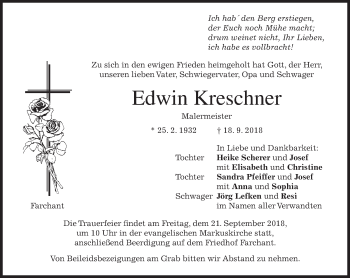 Traueranzeige von Edwin Kreschner von merkurtz