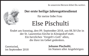 Traueranzeige von Else Pischulti von merkurtz