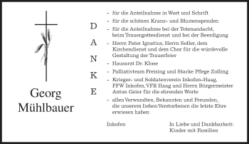 Traueranzeige von Georg Mühlbauer von merkurtz