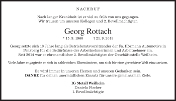 Traueranzeige von Georg Rottach von merkurtz