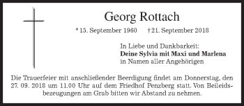 Traueranzeige von Georg Rottach von Das Gelbe Blatt Penzberg