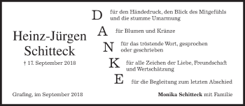 Traueranzeige von Heinz-Jürgen Schitteck von merkurtz