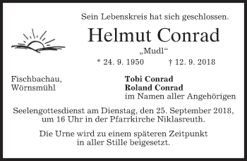 Traueranzeige von Helmut Conrad von merkurtz