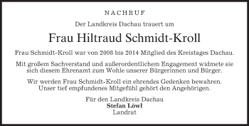 Traueranzeige von Hiltraud Schmidt-Kroll