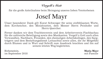 Traueranzeige von Josef Mayr von merkurtz