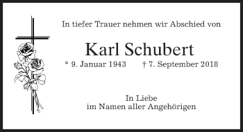 Traueranzeige von Karl Schubert