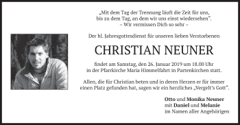 Traueranzeige von Christian Neuner von merkurtz