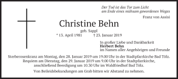 Traueranzeige von Christine Behn von merkurtz
