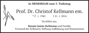Traueranzeige von Christof Kellmann von merkurtz