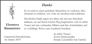 Traueranzeige von Eleonora Baumeister von merkurtz