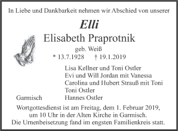 Traueranzeige von Elisabeth Praprotnik von merkurtz
