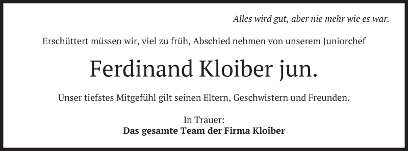  Traueranzeige für Ferdinand Kloiber vom 11.01.2019 aus merkurtz