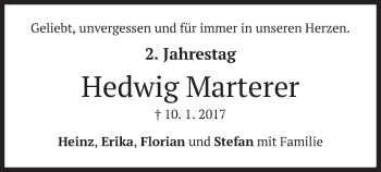 Traueranzeige von Hedwig Marterer von merkurtz
