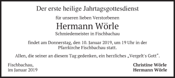 Traueranzeige von Hermann Wörle von merkurtz