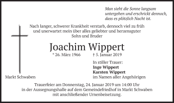 Traueranzeige von Joachim Wippert