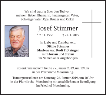 Traueranzeige von Josef Stimmer von merkurtz