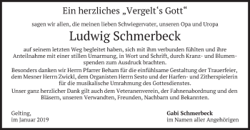 Traueranzeige von Ludwig Schmerbeck von merkurtz