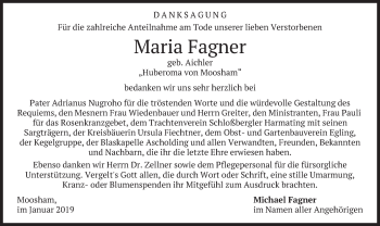 Traueranzeige von Maria Fagner von merkurtz