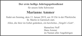 Traueranzeige von Marianne Ammer von merkurtz