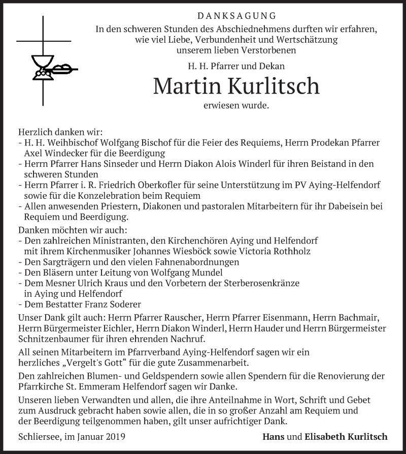  Traueranzeige für Martin Kurlitsch vom 12.01.2019 aus merkurtz