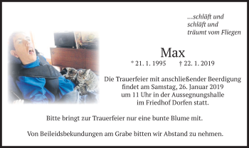 Traueranzeige von Max  von merkurtz