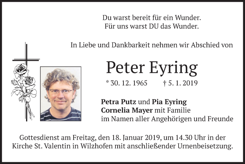  Traueranzeige für Peter Eyring vom 11.01.2019 aus merkurtz