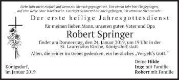 Traueranzeige von Robert Springer von merkurtz