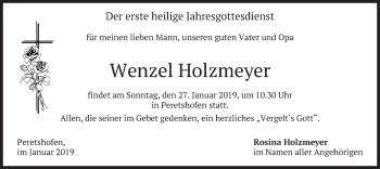 Traueranzeige von Wenzel Holzmeyer von merkurtz