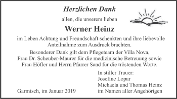 Traueranzeige von Werner Heinz von merkurtz