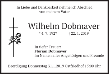 Traueranzeige von Wilhelm Dobmayer von merkurtz