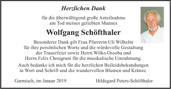Traueranzeige von Wolfgang Schöfthaler von merkurtz