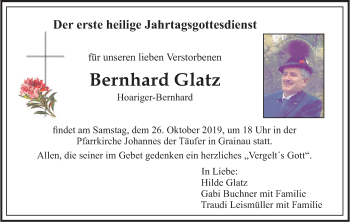 Traueranzeige von Bernhard Glatz von merkurtz