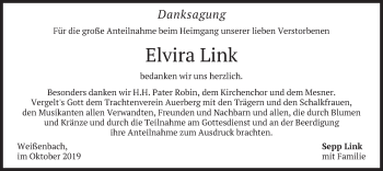 Traueranzeige von Elvira Link von merkurtz