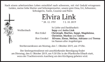 Traueranzeige von Elvira Link von merkurtz