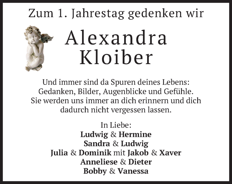  Traueranzeige für Alexandra Kloiber vom 14.11.2019 aus merkurtz