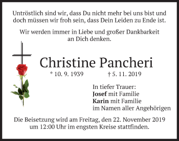 Traueranzeige von Christine Pancheri von merkurtz