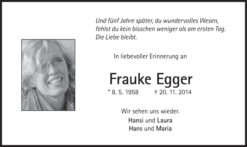  Traueranzeige für Frauke Egger vom 16.11.2019 aus merkurtz