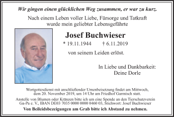 Traueranzeige von Josef Buchwieser von merkurtz