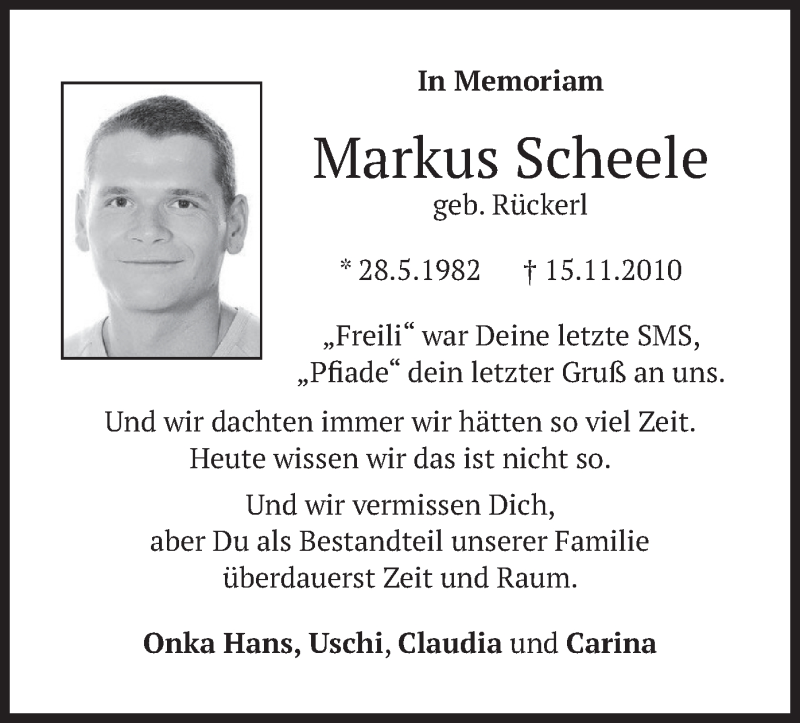  Traueranzeige für Markus Scheele vom 15.11.2019 aus merkurtz