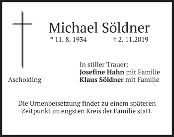 Traueranzeige von Michael Söldner von merkurtz