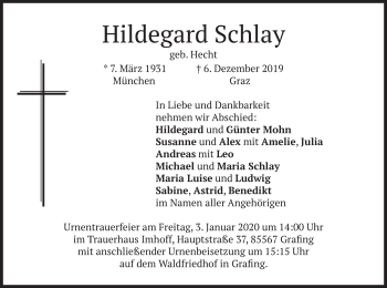 Traueranzeige von Hildegard Schlay