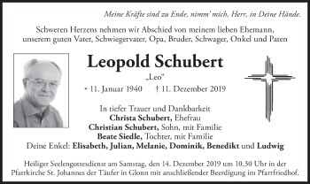 Traueranzeige von Leopold  Schubert