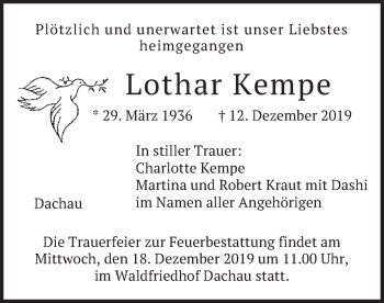 Traueranzeige von Lothar Kempe